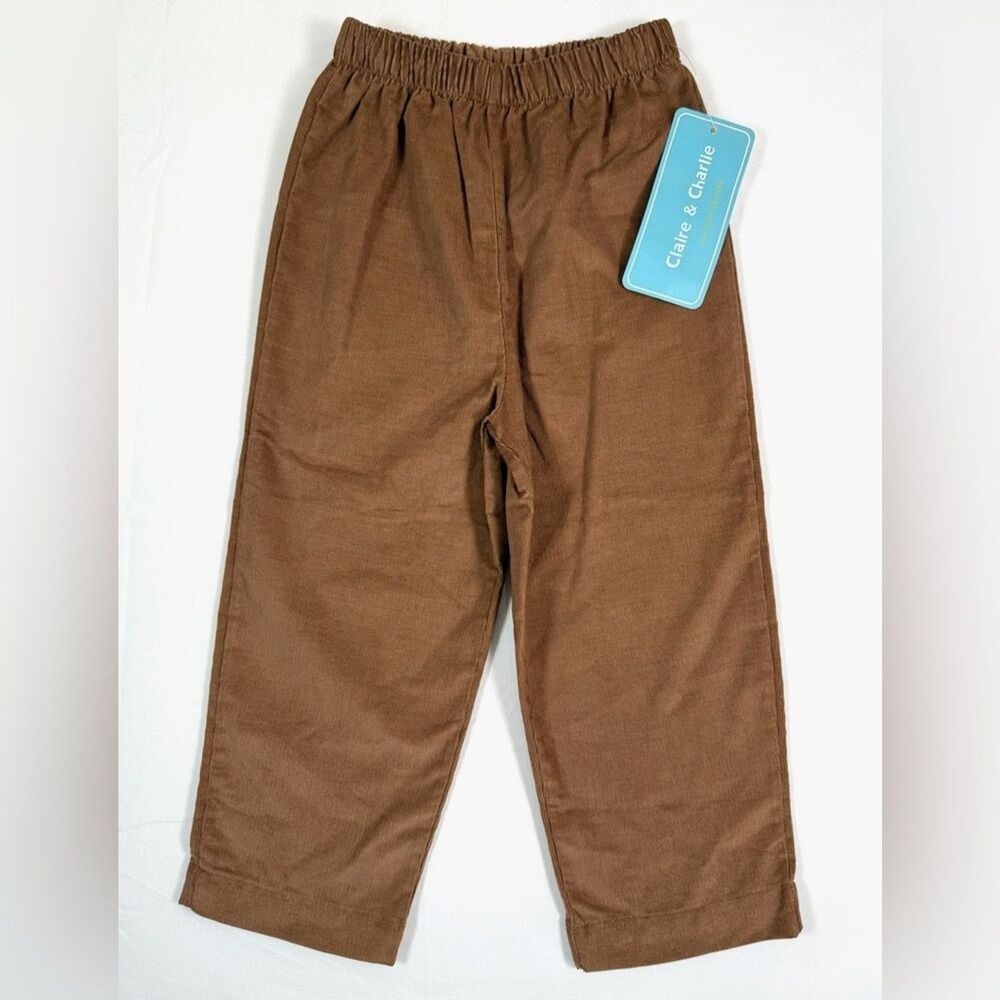 NWT CLAIRE & CHARLIE Girls Corduroy Pants Size 3 Brown Elastic Waist Classic NEW